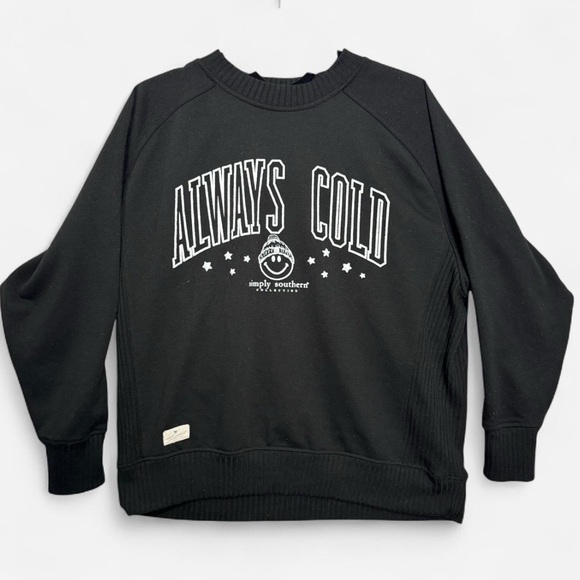 Simply Southern Sweaters - Simply Southern S Black Crewneck‎ Pullover Always Cold Oversized Comfort Long